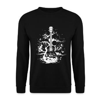 Ukulele Zeichnung - Unisex Pullover - Schwarz - Vorne - Alina (178cm) & Michal (187cm)