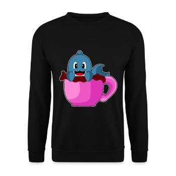 Dolphin Coffee Mug - Unisex Sweatshirt - black - Front - Alina (178cm) & Michal (187cm)