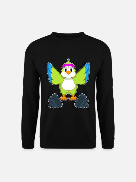 Parrot Bodybuilder Barbell Bodybuilding - Unisex Sweatshirt - black