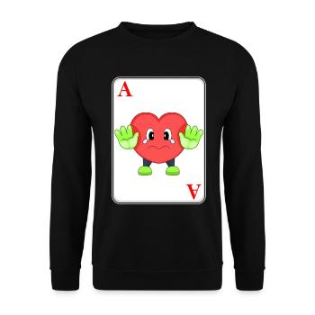 Herz Poker Pokerkarten - Unisex Pullover - Schwarz - Vorne - Alina (178cm) & Michal (187cm)