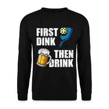 First Dink then drink Lustiges Pickleball Bier - Unisex Sweatshirt - black - Front - Alina (178cm) & Michal (187cm)