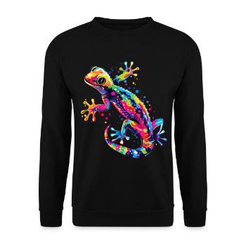 Gecko Eidechse Reptil Geckos Echse Leguan Gekko - Unisex Pullover - Schwarz - Vorne - Alina (178cm) & Michal (187cm)