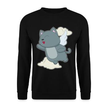 Ailes d’ange chat - Sweat-shirt Unisexe - noir - Devant - Alina (178cm) & Michal (187cm)