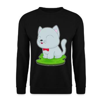Katze Fliege - Unisex Pullover - Schwarz - Vorne - Alina (178cm) & Michal (187cm)