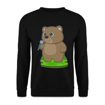 Bär Dart Dartpfeil - Unisex Pullover - Schwarz - Vorne - Alina (178cm) & Michal (187cm)