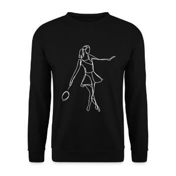 Badminton Mädchen Zeichnung - Unisex Pullover - Schwarz - Vorne - Alina (178cm) & Michal (187cm)