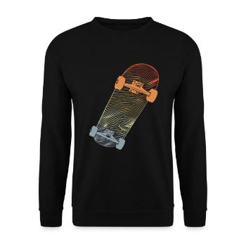 Vintage Skateboard Line Art - Unisex Pullover - Schwarz - Vorne - Alina (178cm) & Michal (187cm)