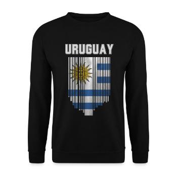 Flagge von Uruguay - Unisex Pullover - Schwarz - Vorne - Alina (178cm) & Michal (187cm)