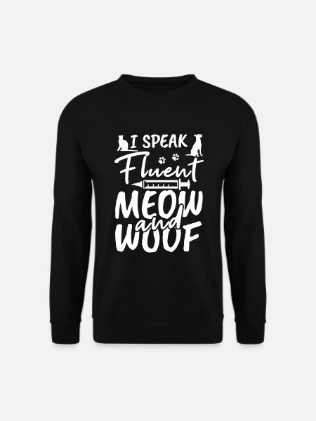 I speak fluent meow and woof - Unisex Sweatshirt - black