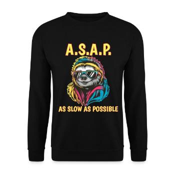 ASAP As Slow As Possible Sloth Cool Sunglasses - Unisex Sweatshirt - black - Front - Alina (178cm) & Michal (187cm)