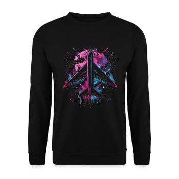 Flugzeug Steampunk - Unisex Pullover - Schwarz - Vorne - Alina (178cm) & Michal (187cm)