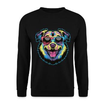 Colorful Sunglasses Dog Funny Cute Pet Lover Art - Unisex Sweatshirt - black - Front - Alina (178cm) & Michal (187cm)