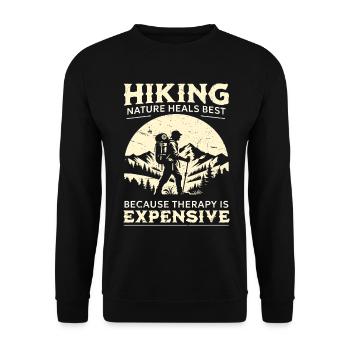 Randonnée Randonnée Thérapie Montagne Forêt Nature Rétro - Sweat-shirt Unisexe - noir - Devant - Alina (178cm) & Michal (187cm)