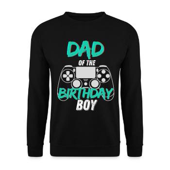 Papa des Geburtstagskind-Gaming-Designs - Unisex Pullover - Schwarz - Vorne - Alina (178cm) & Michal (187cm)