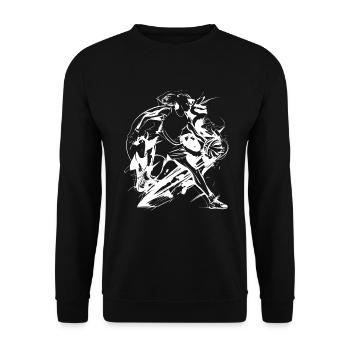 Basketball Player Drawing - Unisex Sweatshirt - black - Front - Alina (178cm) & Michal (187cm)