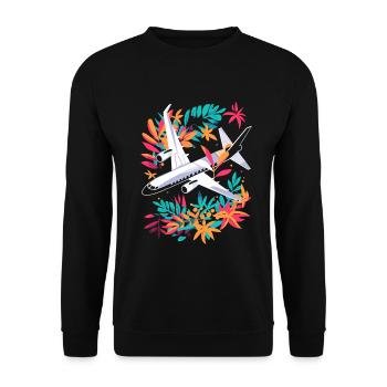 Flugzeug Cartoon - Unisex Pullover - Schwarz - Vorne - Alina (178cm) & Michal (187cm)