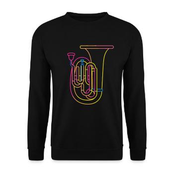 Tuba Zeichnung Retro - Unisex Pullover - Schwarz - Vorne - Alina (178cm) & Michal (187cm)