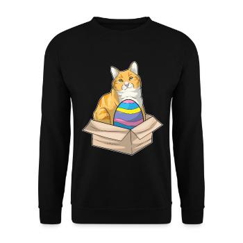 Cat Easter Easter Egg - Unisex Sweatshirt - black - Front - Alina (178cm) & Michal (187cm)