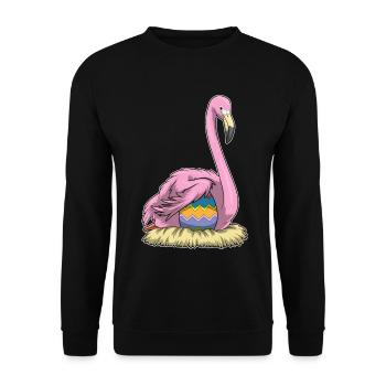 Flamingo Ostern Osterei  - Unisex Pullover - Schwarz - Vorne - Alina (178cm) & Michal (187cm)
