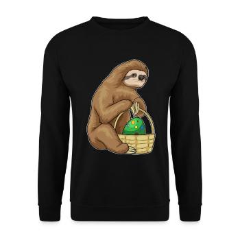 Faultier Ostern Osterei  - Unisex Pullover - Schwarz - Vorne - Alina (178cm) & Michal (187cm)