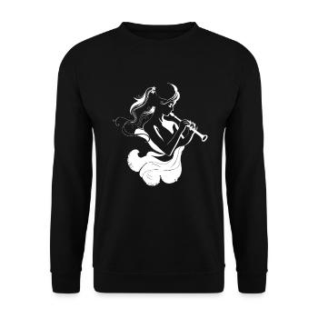 Croquis de joueur de flûte - Sweat-shirt Unisexe - noir - Devant - Alina (178cm) & Michal (187cm)