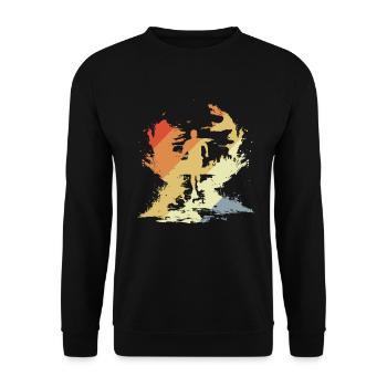 Vintage Marathon Runner Sketch - Unisex Sweatshirt - black - Front - Alina (178cm) & Michal (187cm)
