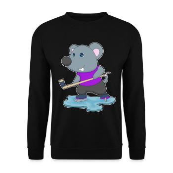 Maus Eishockey Eishockeyschläger - Unisex Pullover - Schwarz - Vorne - Alina (178cm) & Michal (187cm)