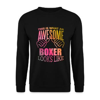 Boxen - Unisex Pullover - Schwarz - Vorne - Alina (178cm) & Michal (187cm)