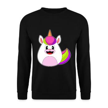 Einhorn Ostern Osterei - Unisex Pullover - Schwarz - Vorne - Alina (178cm) & Michal (187cm)