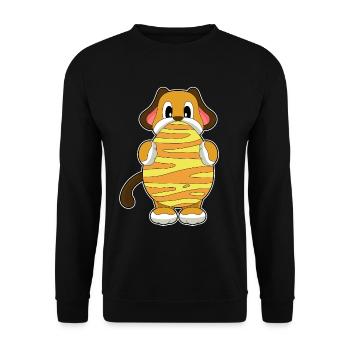 Hund Ostern Osterei - Unisex Pullover - Schwarz - Vorne - Alina (178cm) & Michal (187cm)