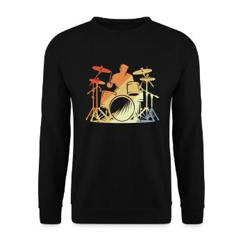 Schlagzeuger Retro Style - Unisex Pullover - Schwarz - Vorne - Alina (178cm) & Michal (187cm)