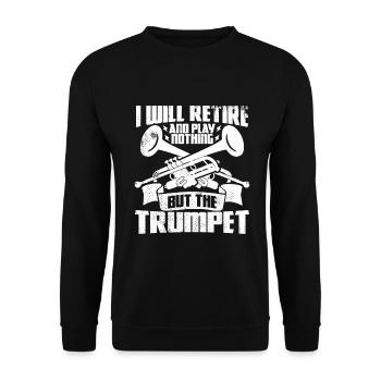 Trompeten Opa - Unisex Pullover - Schwarz - Vorne - Alina (178cm) & Michal (187cm)