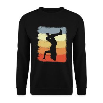 Vintage Breakdancer Drawing - Unisex Sweatshirt - black - Front - Alina (178cm) & Michal (187cm)