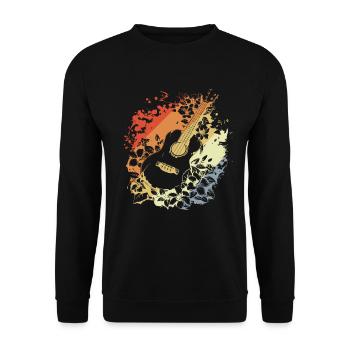 Ukulele Comic Look - Unisex Pullover - Schwarz - Vorne - Alina (178cm) & Michal (187cm)