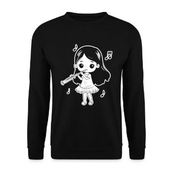 Drôle Flûte Fille Comic Look - Sweat-shirt Unisexe - noir - Devant - Alina (178cm) & Michal (187cm)