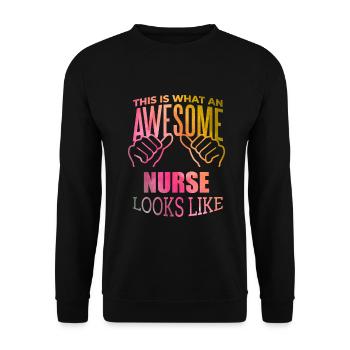 Krankenschwester - Unisex Pullover - Schwarz - Vorne - Alina (178cm) & Michal (187cm)
