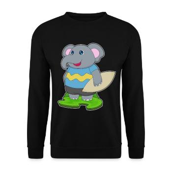 Elephant Surfing Surfboard Summer - Unisex Sweatshirt - black - Front - Alina (178cm) & Michal (187cm)