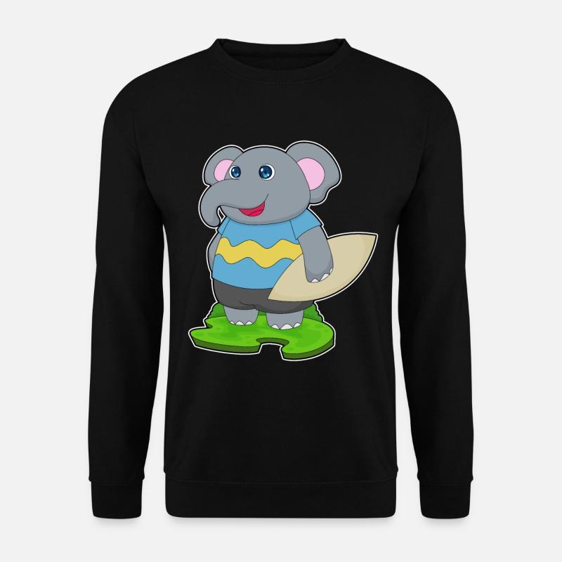 Elefant Surfer Surfbrett - Unisex Pullover - Schwarz