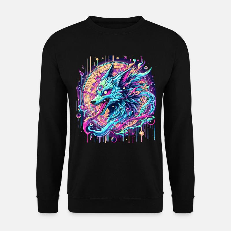 Psychedelic Fox Head Goa Art - Unisex Sweatshirt - black