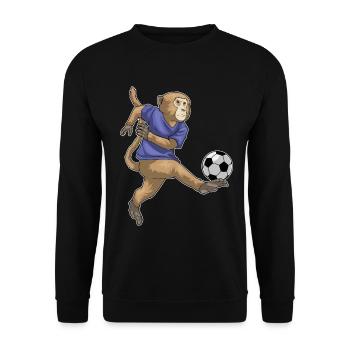 Affe Fußballspieler Fußball - Unisex Pullover - Schwarz - Vorne - Alina (178cm) & Michal (187cm)