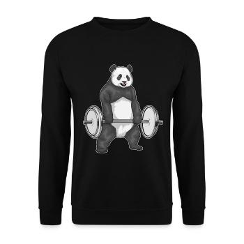 Panda Bodybuilder Langhantel Bodybuilding - Unisex Pullover - Schwarz - Vorne - Alina (178cm) & Michal (187cm)