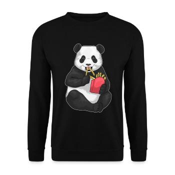 Panda Pommes frites - Unisex Pullover - Schwarz - Vorne - Alina (178cm) & Michal (187cm)