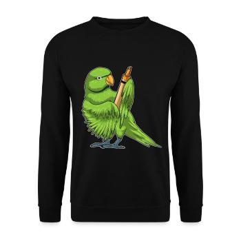 Papagei Schüler Wachsmalstift Schule - Unisex Pullover - Schwarz - Vorne - Alina (178cm) & Michal (187cm)