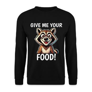 Give Me Your Food Cute Hungry Raccoon - Unisex Sweatshirt - black - Front - Alina (178cm) & Michal (187cm)