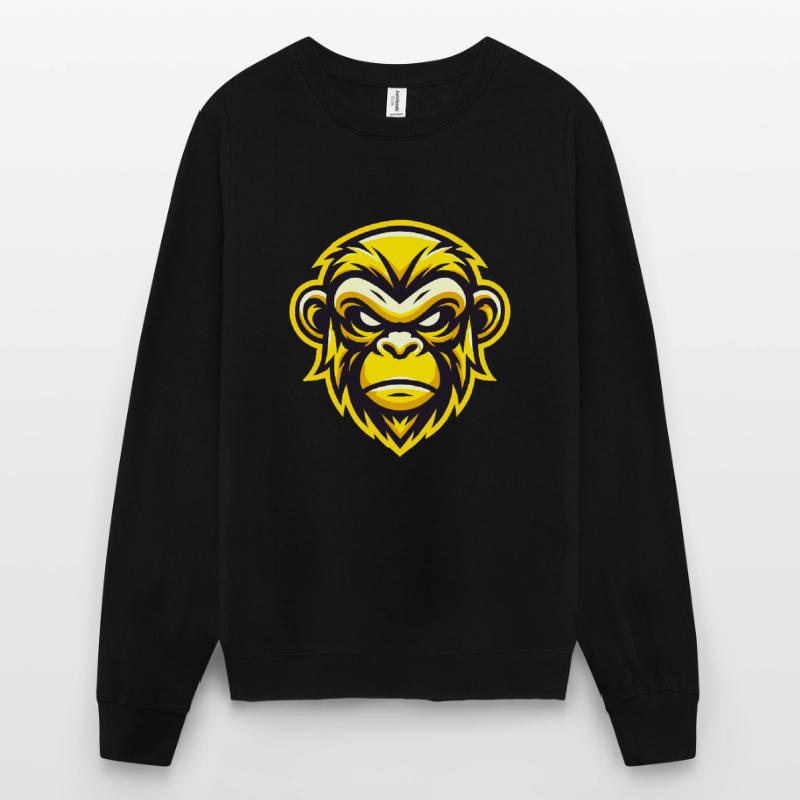 Conception de visage de singe féroce jaune Sweat-shirt Unisexe