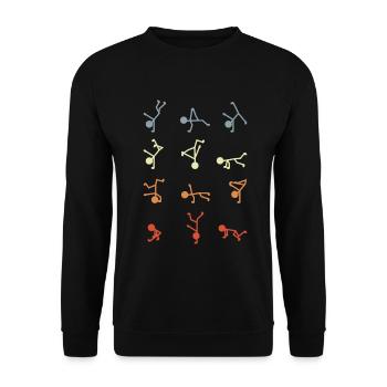 Breakdancer Strichfiguren - Unisex Pullover - Schwarz - Vorne - Alina (178cm) & Michal (187cm)