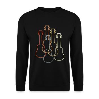 Vintage Ukulelen - Unisex Pullover - Schwarz - Vorne - Alina (178cm) & Michal (187cm)
