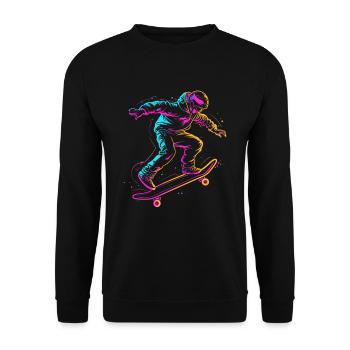 Cartoon Skateboarder Drawing - Unisex Sweatshirt - black - Front - Alina (178cm) & Michal (187cm)