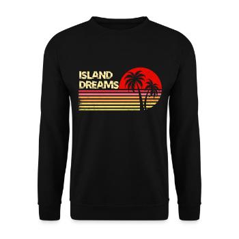 Inselträume Vintage Sonnenuntergang Palmen Retro T-Shirt - Unisex Pullover - Schwarz - Vorne - Alina (178cm) & Michal (187cm)