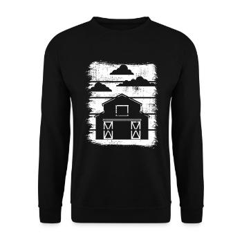 Scheune Zeichnung - Unisex Pullover - Schwarz - Vorne - Alina (178cm) & Michal (187cm)
